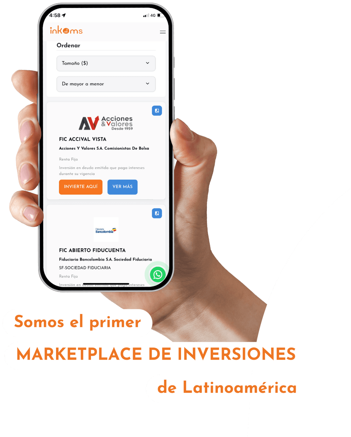Aplicación móvil Inkoms Wallet para inversiones